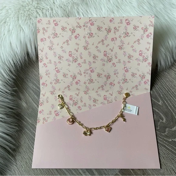 🎀 KENDRA SCOTT x LOVESHACKFANCY Charm Bracelet with Locket Bow Heart Teacup Love - Picture 7 of 8